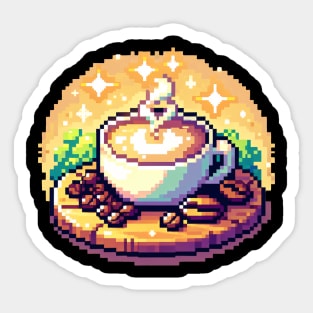 Coffee Art Vintage Pixel Retro Since Established Sticker